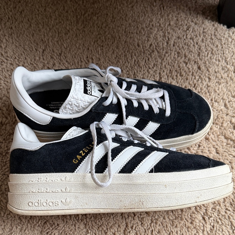 Adidas Women's Gazelle Black and White Platform Sneakers - Picture 4 of 4